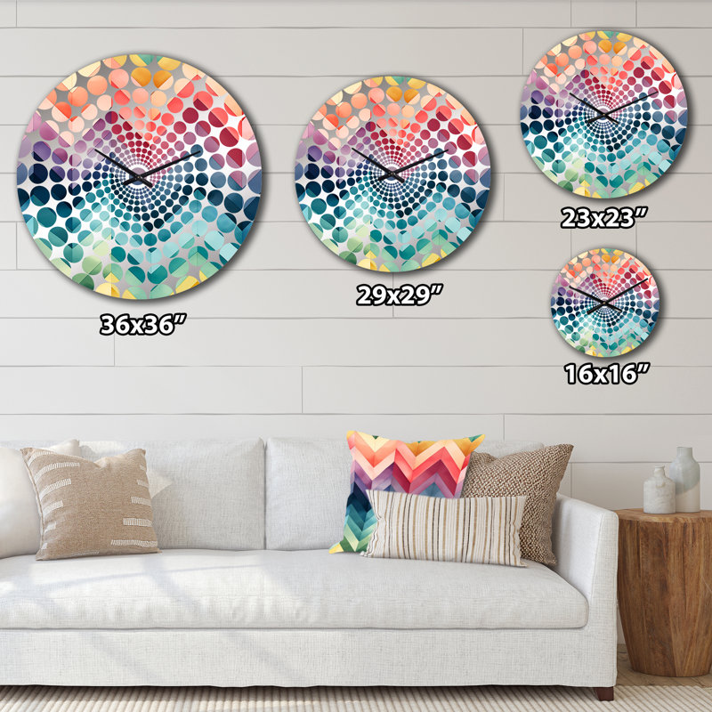 Watercolor Caprice - Motif à chevrons multicolore - Horloge murale, Grand