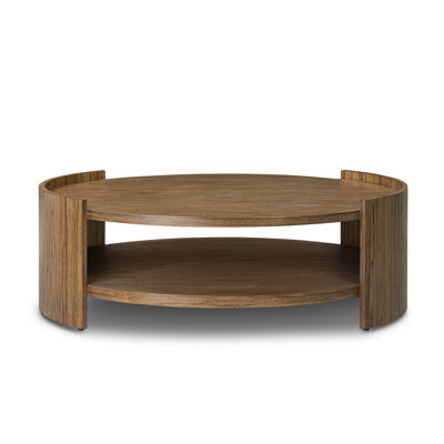 Damari Round Coffee Table-Medium Brown Limba