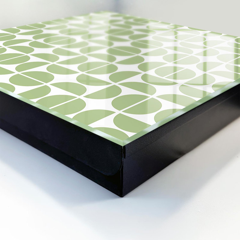Key storage cabinet, Opens to the right, 30x30x5, White, Geometric green patterns on a white background, 