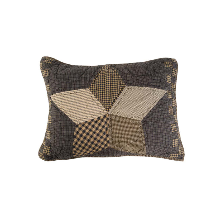 Farmhouse Star Quilted Cotton Standard Sham in Charcoal and Tan