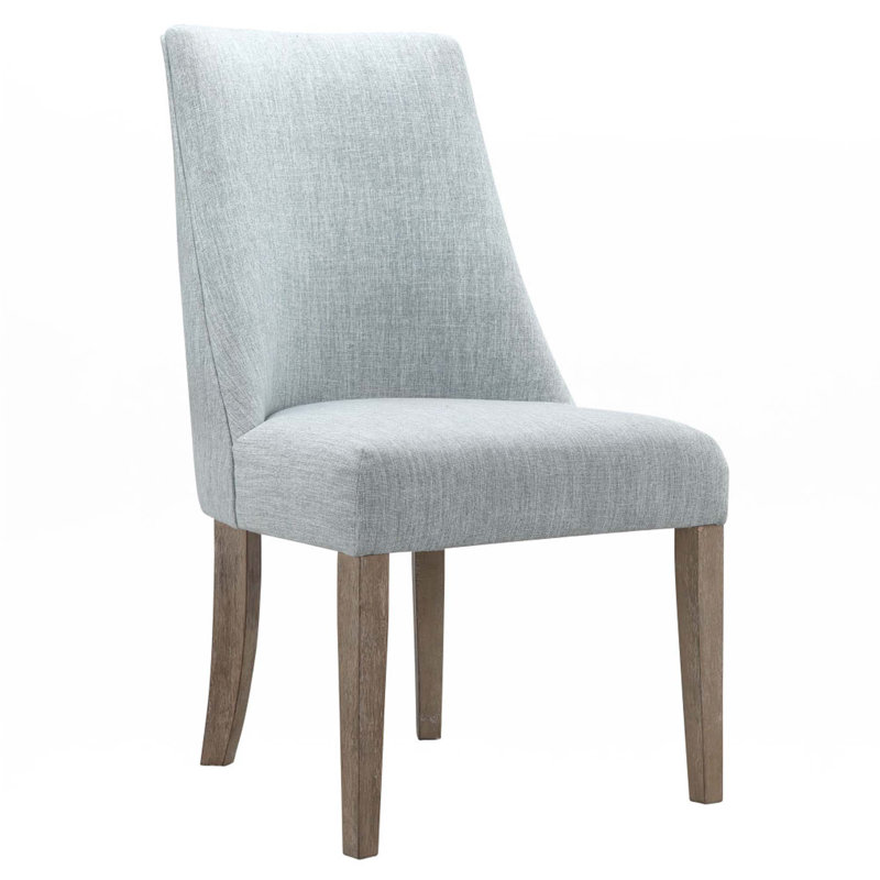 Upholstered Dining Chair Set Of 2, Light Blue, Brown