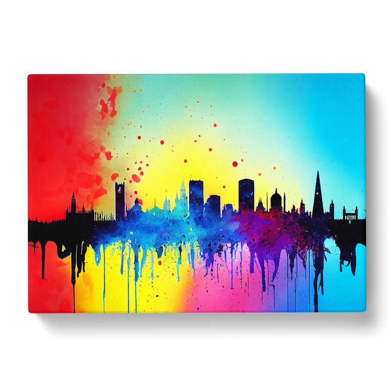 Vibrant London Skyline Vol.2 Abstract - Wrapped Canvas Print, 35cm H x 50cm W x 3cm D