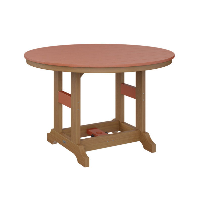 Garden Classic Outdoor Round Bar Table, Natural Teak, Mango Orange