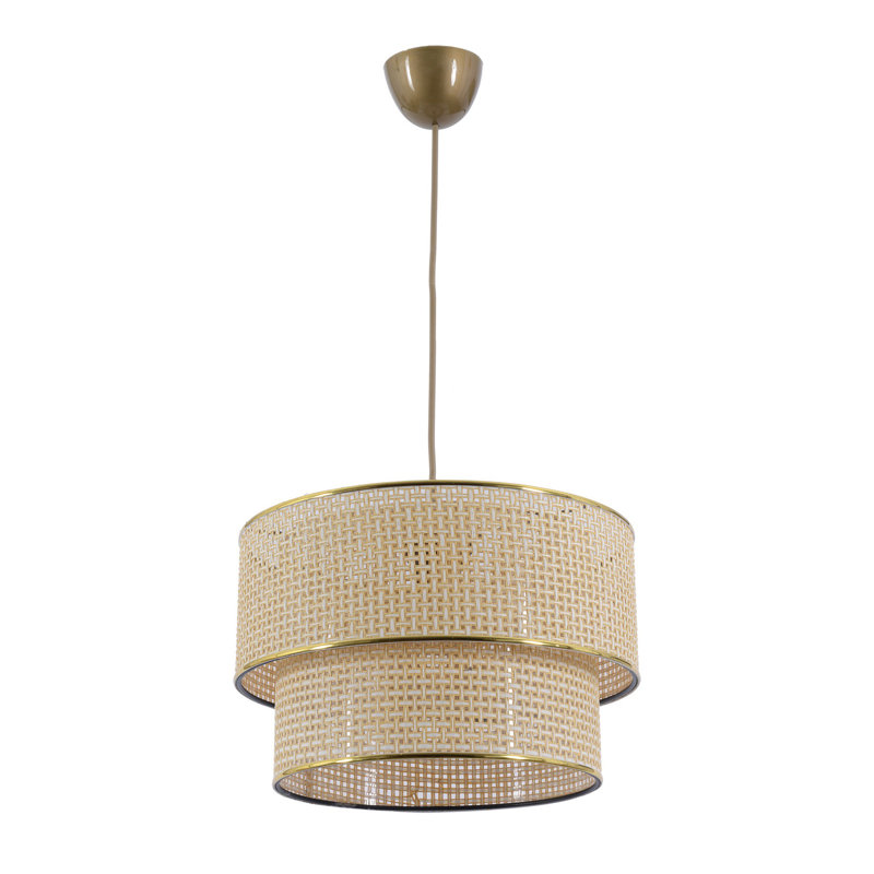 Élégant lustre écru et blanc, hauteur réglable de 27,6 à 70 pouces | Corps en métal avec capuchon en coton (11,8 po x 11,8 po x 7,9 po) | Douille E27, 40 W maximum | Certifié CE | Parfait pour le salon, la salle à manger et les entrées