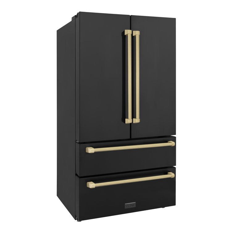 ZLINE 36" Autograph Edition 22.5 cu. ft Freestanding French Door Refrigerator with Ice Maker in Fingerprint