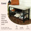 Black Metal Shoe Bench with Teddy Boucle Padded Seat | 2-Tiered Shoe Rack L81.5 W33 H50 cm-94544517