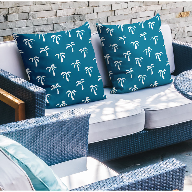 Housse et insert de coussin décoratif intérieur / extérieur en mélange de polyester, L 15 po x H 15 po, Turquoise