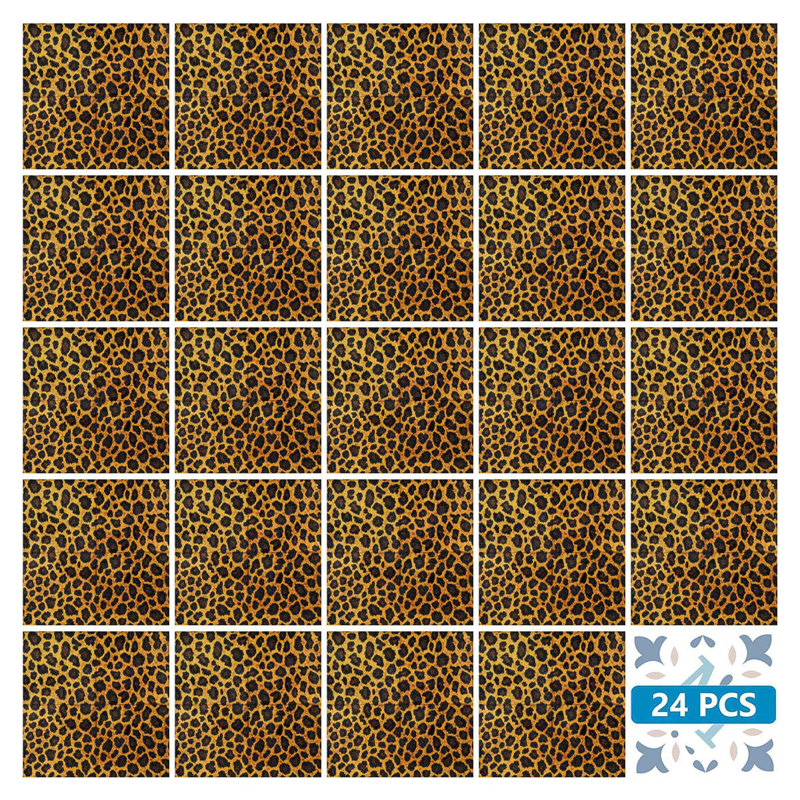 Carreau de mosaïque auto-adhésif en vinyle 7 po x 7 po Leopard
