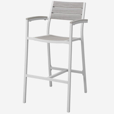 Tabouret de bar d'extérieur moderne gris clair et blanc