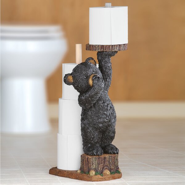 Cutout Bear Silhouette Toilet Paper Holder - Log Cabin Decor, Black Forest Decor