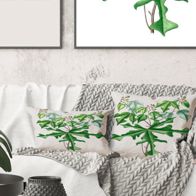 Rectangle, dessin rétro de plantes sauvages - coussin décoratif traditionnel