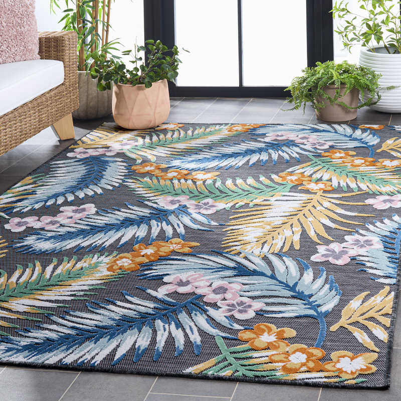 Tapis Cabana 451 à motif floral pour intérieur/extérieur, Rectangle 5'-1 x 7'-6