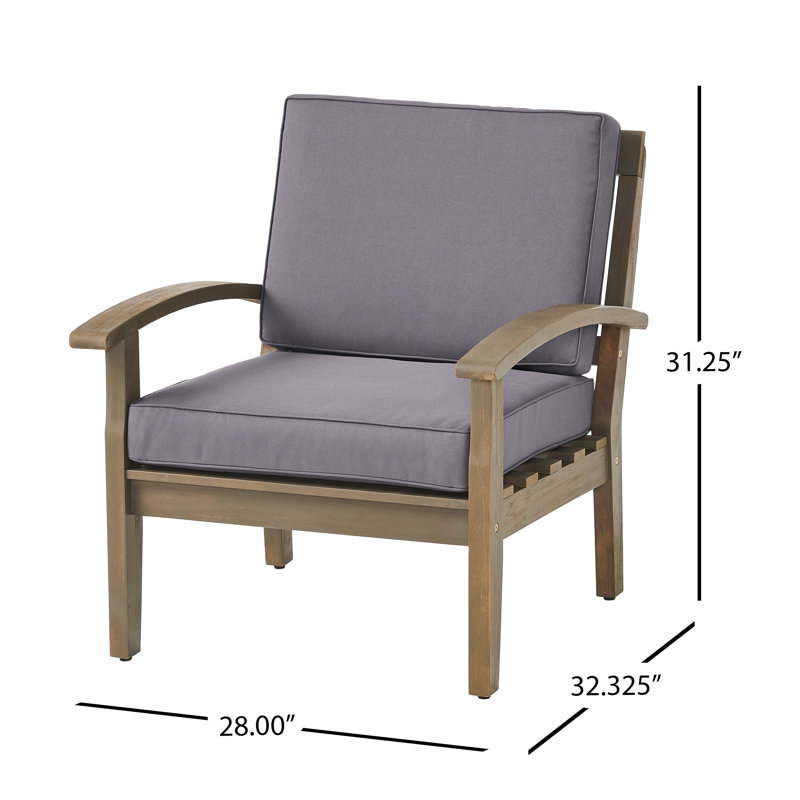 Chaise de patio avec coussins Claytor, Gris foncé, Gris