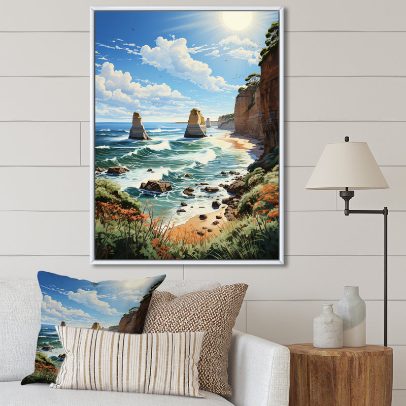 «Australie, douze apôtres au coucher du soleil», reproduction sur toile, H 40 po x l 30 po x P 1,5 po, Cadre flottant blanc