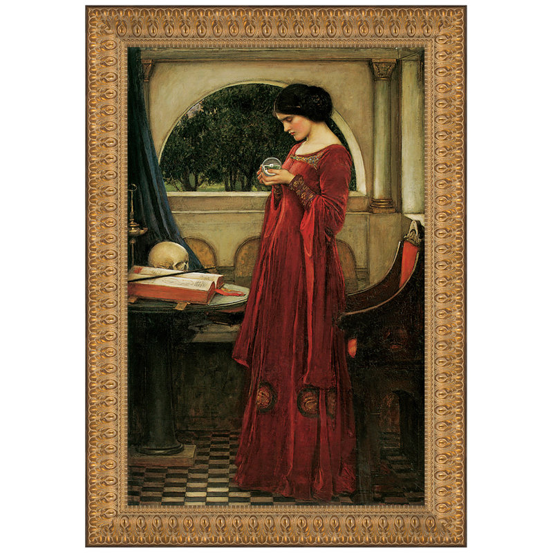 «The Crystal Ball 1902» par John William Waterhouse, reproduction d'art sur toile, H 39 po x l 28 po x P 1,75 po