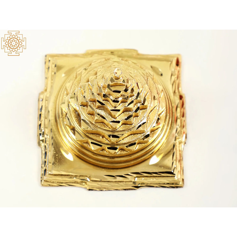 Petit Shri Yantra en laiton - Mandala géométrique sacré fabriqué à la main pour l'autel, la méditation et le feng shui