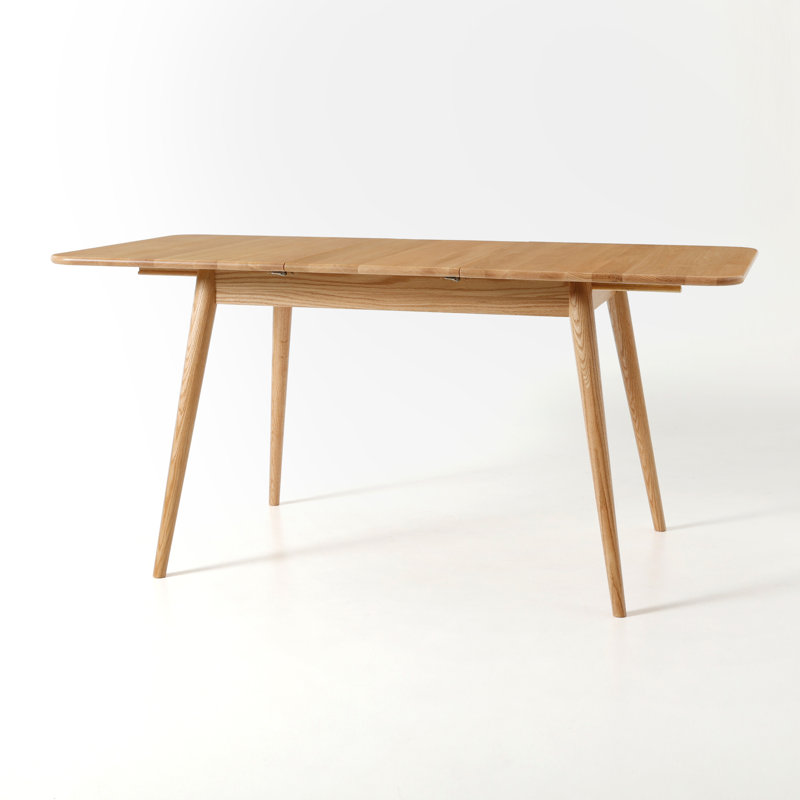 Fjord 39-55"L Solid Oak Extendable Dining Table, Brown Oak