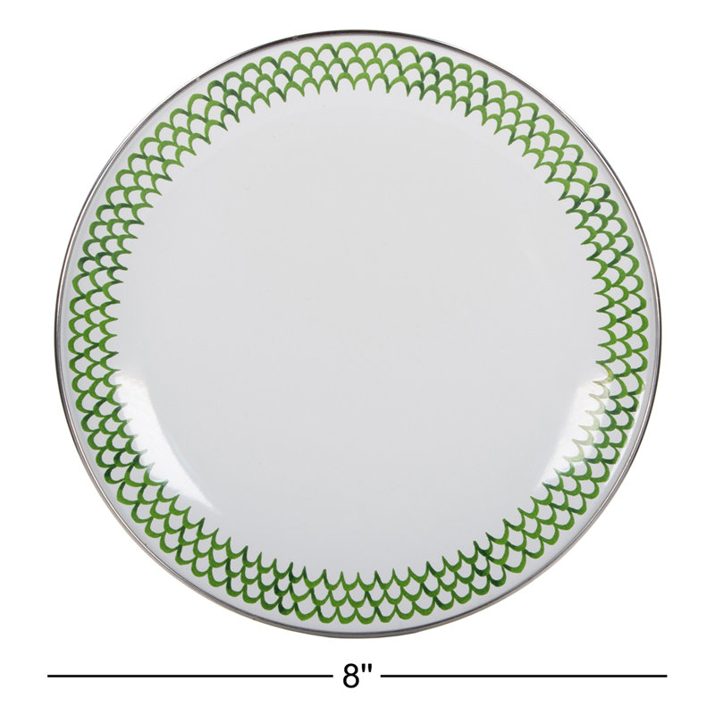 Set of 4 Green Scallop Sandwich Plates