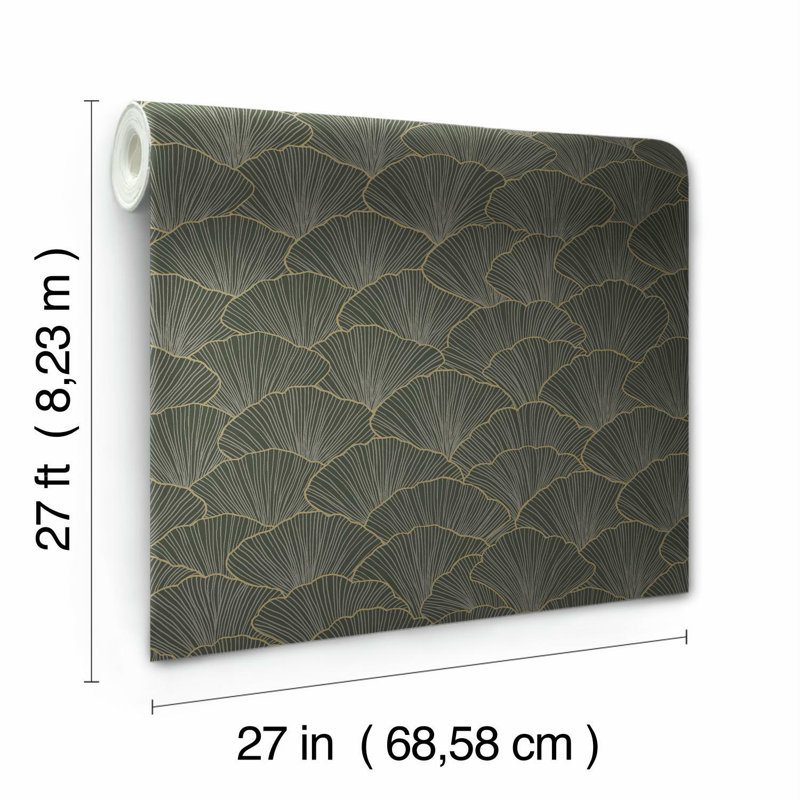 Papier peint lumineux ginkgo, gris