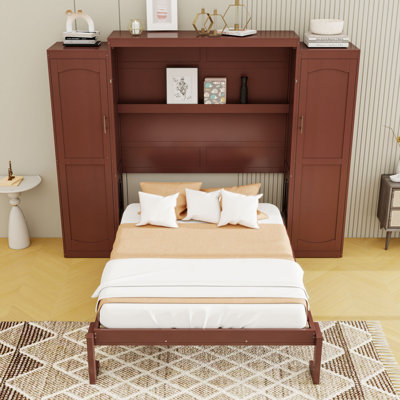 Murphy Bed with Integrated Wardrobe and Storage Shelves