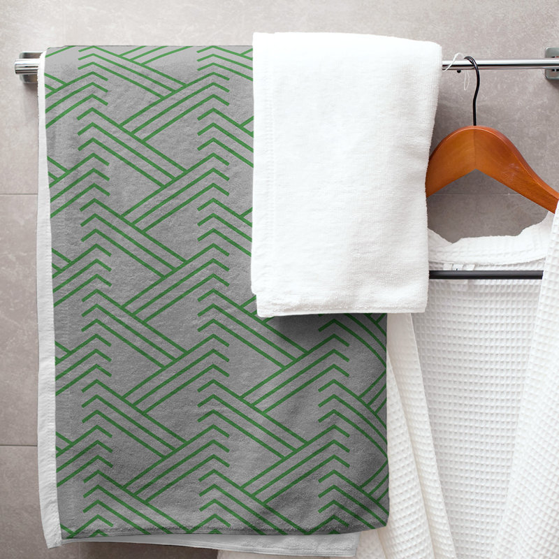 Serviette de bain zigzag classique, Vert/gris
