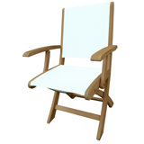 Riviera Teak Outdoor Sling Folding Dining Armchair