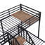 Lit superposé en métal, lit superposé triple avec tablettes de rangement et escalier-170845126