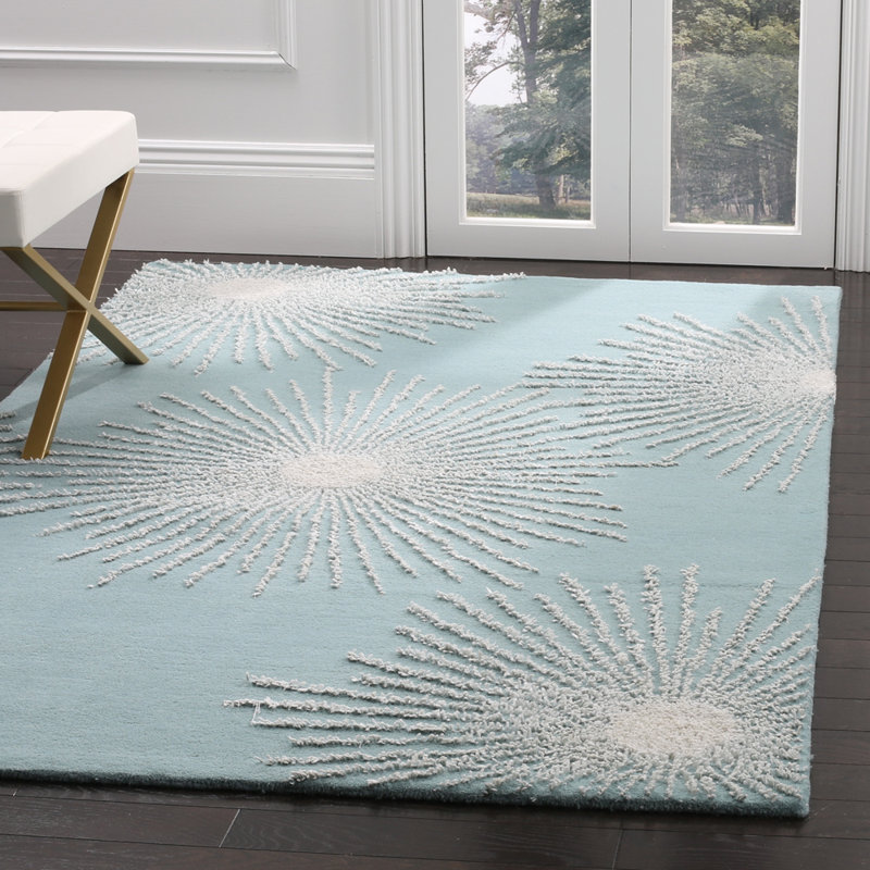 Amier Hand Tufted Wool And Viscose Abstract Rug, Rectangle 3'6" x 5'6"