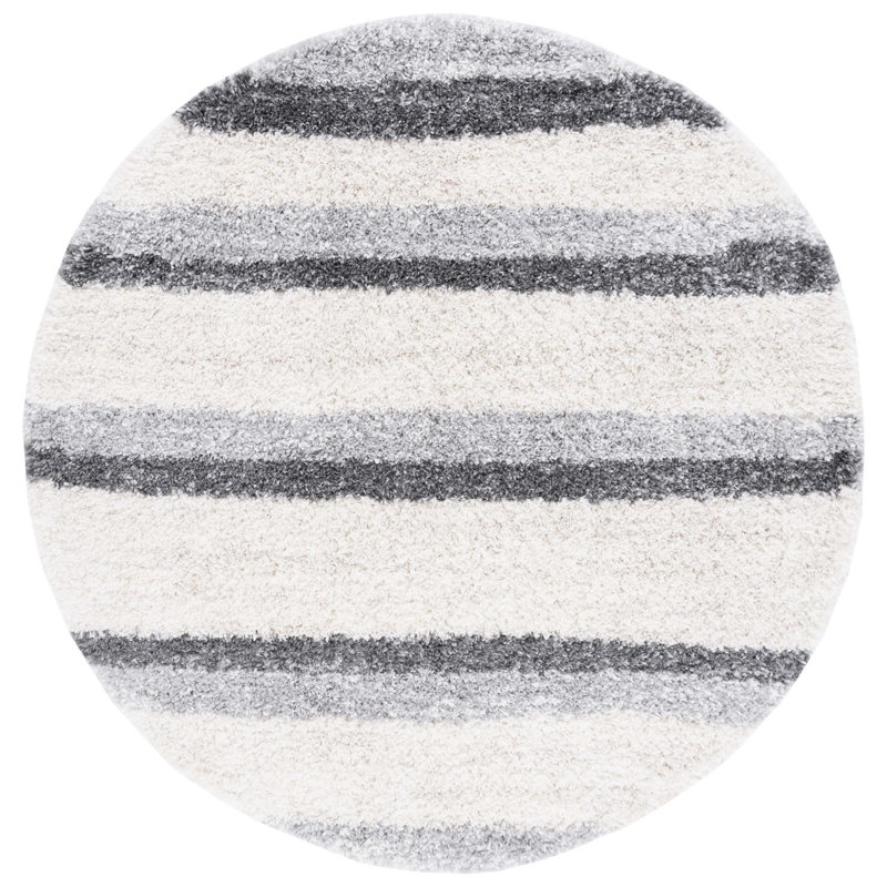 Ashleigh-Louise Shag 800 Performance Striped Rug, Round 6'7"