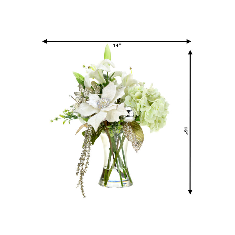 Lily Hydrangea Christmas Vase - 18.5 Inches