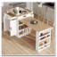 Console d'îlot extensible avec tiroirs, armoire à deux portes et tablettes ouvertes-18573214