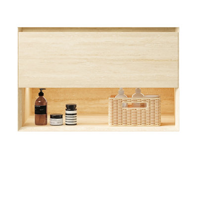 30" Cabinet Featuring One Drawer And Open Shelf, Look Finish, Plywood Build, - Trait, Edge Banding, Smooth Glide, Led Lighting Setup Wall With Texture Appearance, High-Grade Plywood, Water Proof,