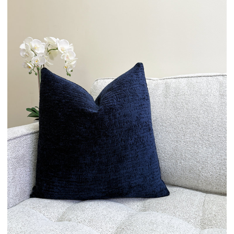 Housse de coussin en chenille unie, H 22 po x l 22 po 2, Bleu