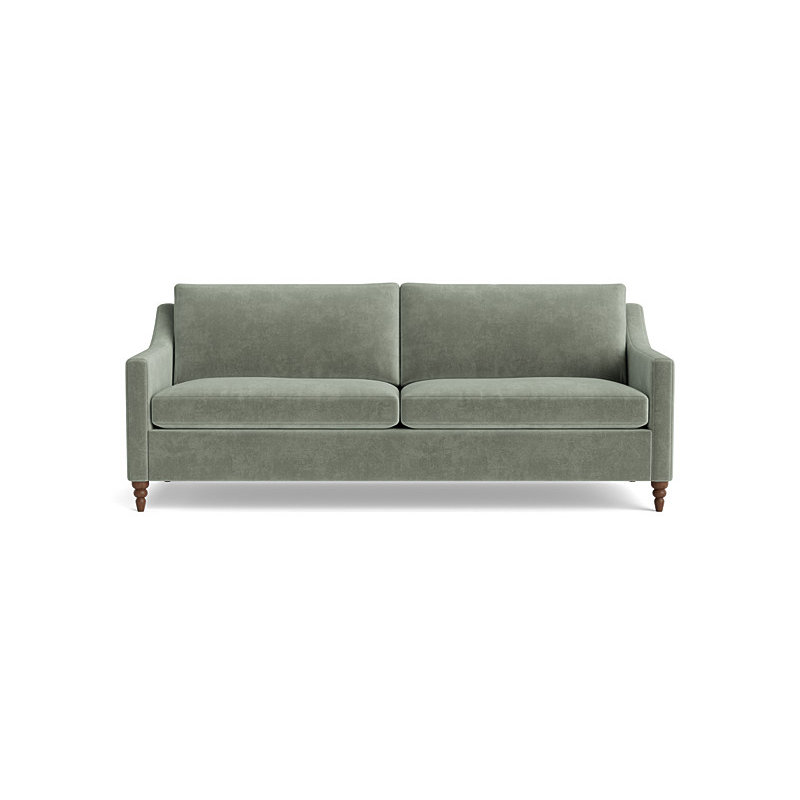 Vera Sofa (85"), Walnut Finish (Turned), Velvet - Sage