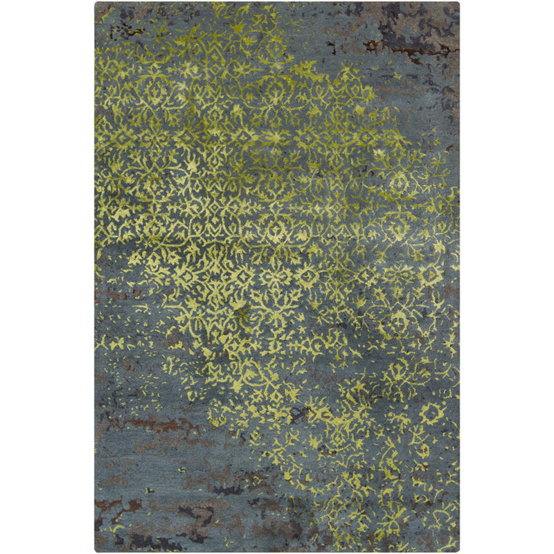 Rupec Grey/Green Abstract Area Rug, 7'9" x 10'6"