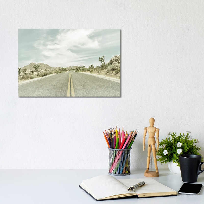 Vintage Joshua Trees and Country Road 1 Piece Wrapped Canvas Wall Art, 20.32 cm H x 30.48 cm W