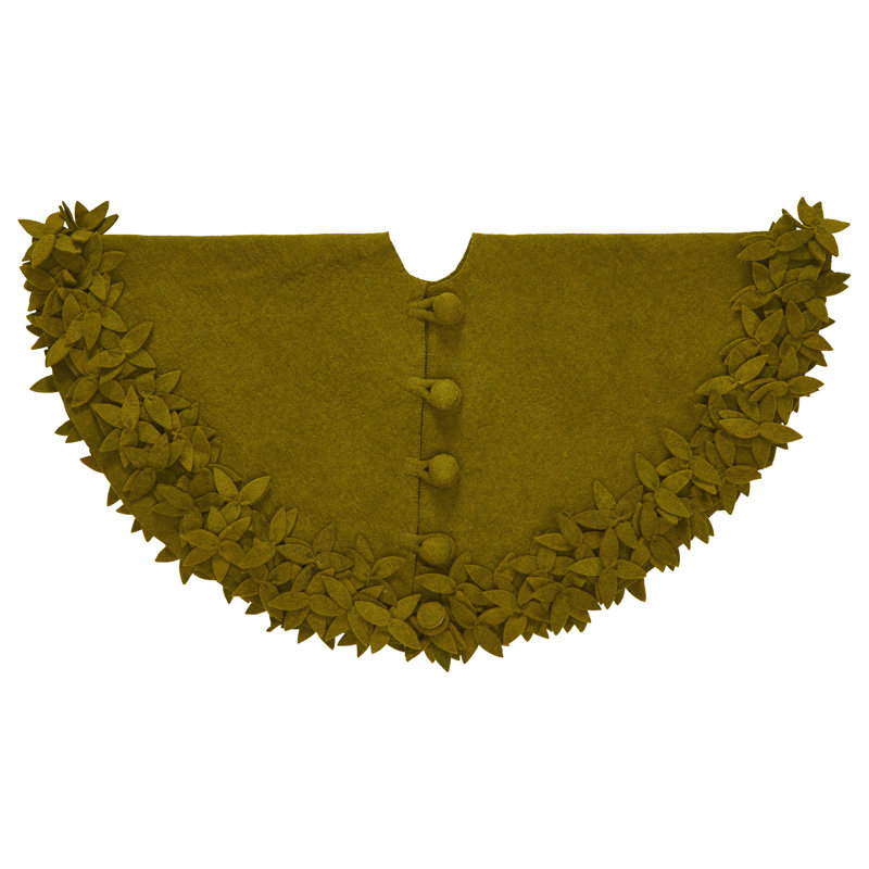 Overlapping Flowers Christmas Tree Skirt, Chartreuse, 64" W