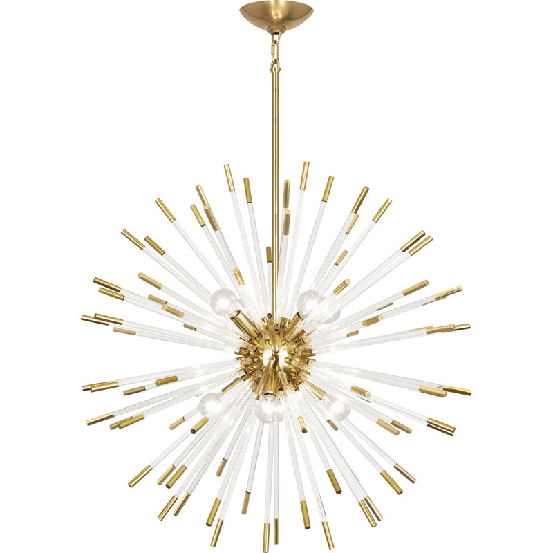 Andromeda 8 - Light Chandelier, Modern Brass, 28" H x 28" W x 28" D