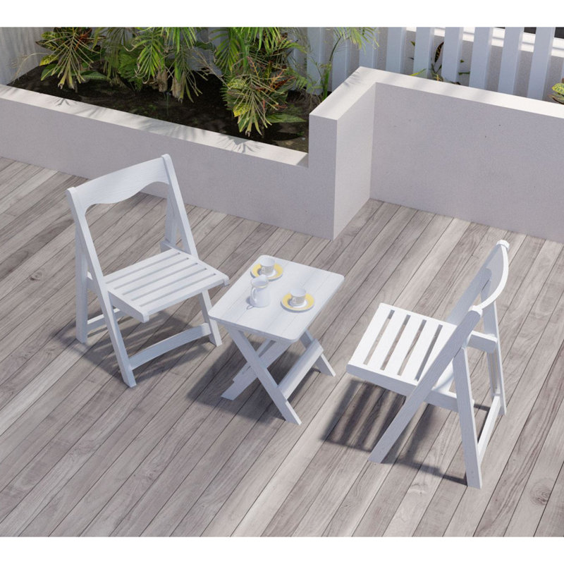 Table pliante Hips et 2 chaises, mobilier d'extérieur blanc rectangulaire pour chaise élégante