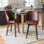 Tabouret pivotant en similicuir Markavious Mid-Century avec pieds en bois massif-1881454056