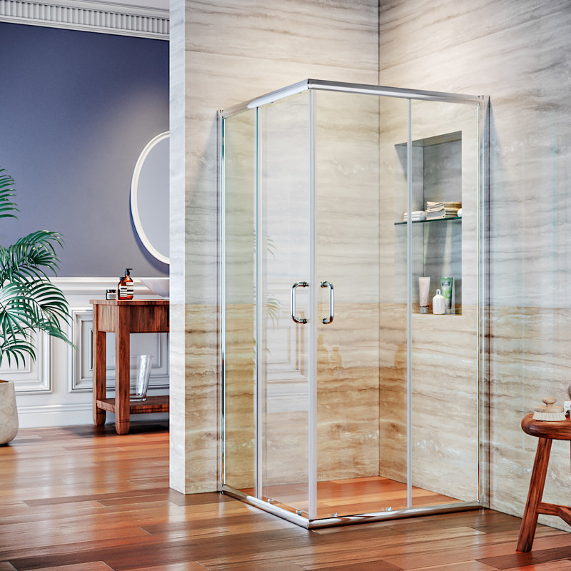 35'' - 36'' W x 72'' H Double Added Framed Shower Door with Clear Glass, Chrome