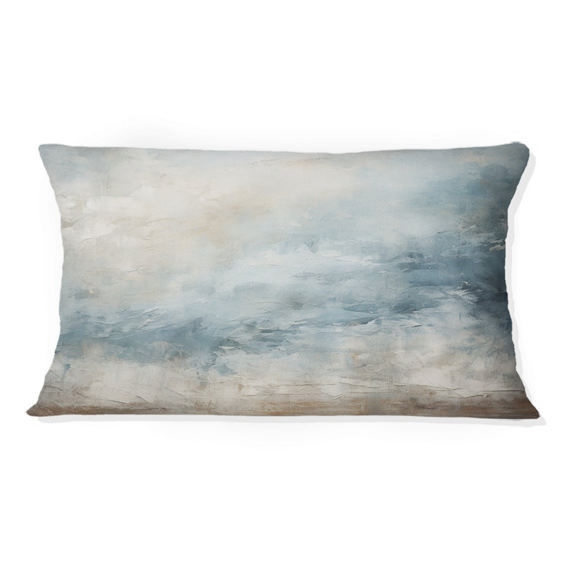 Coussin Beige bleu océan tempête I - formes abstraites imprimées
