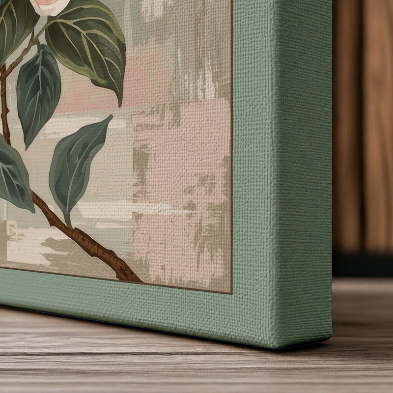Hibiscus Bloom Botanical - Wrapped Canvas, 24x16 - 61.0 x 40.6 cm, Sage Border