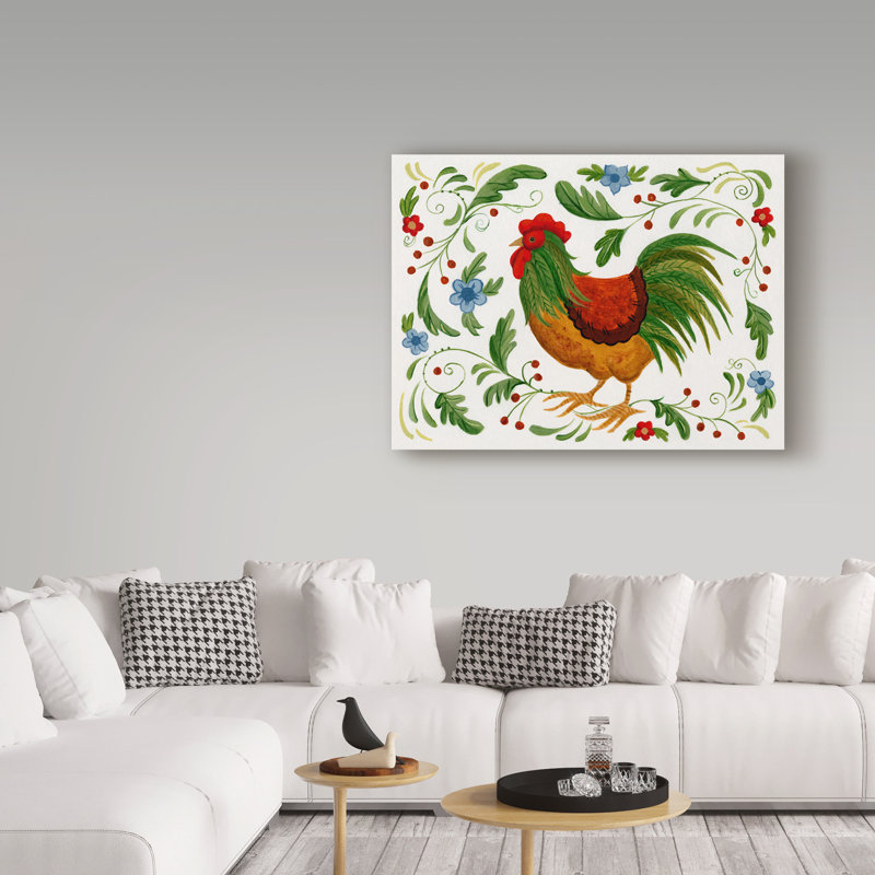 « coq green brown », art sur toile, H 18 po x l 24 po x P 2 po