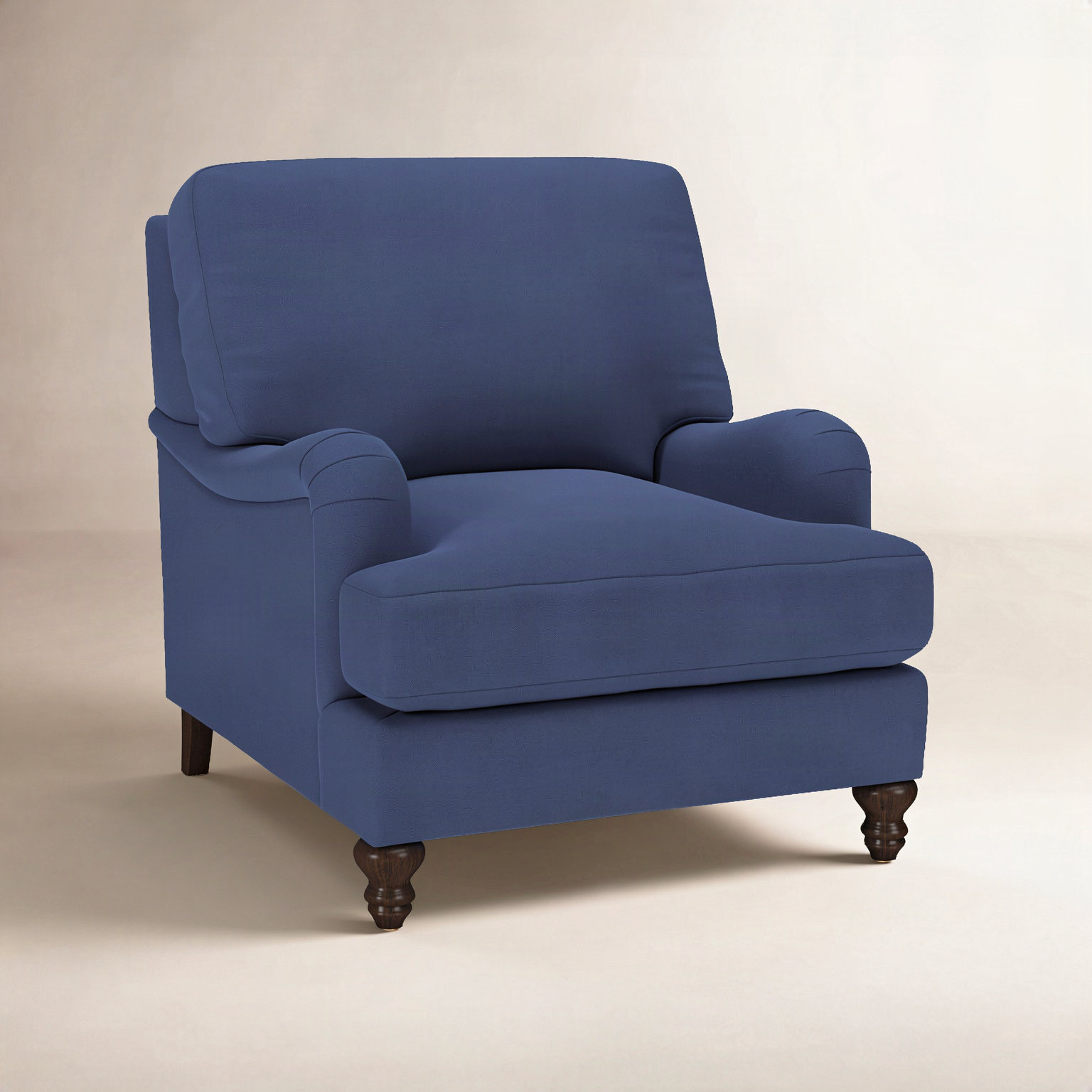 Walters Upholstered Armchair, Canvas Navy Sunbrella® Canvas