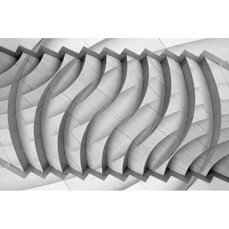 Reworked Black And White Architectural Photo Resembling Stair-Step Decorative Panel - Wrapped Canvas Print
