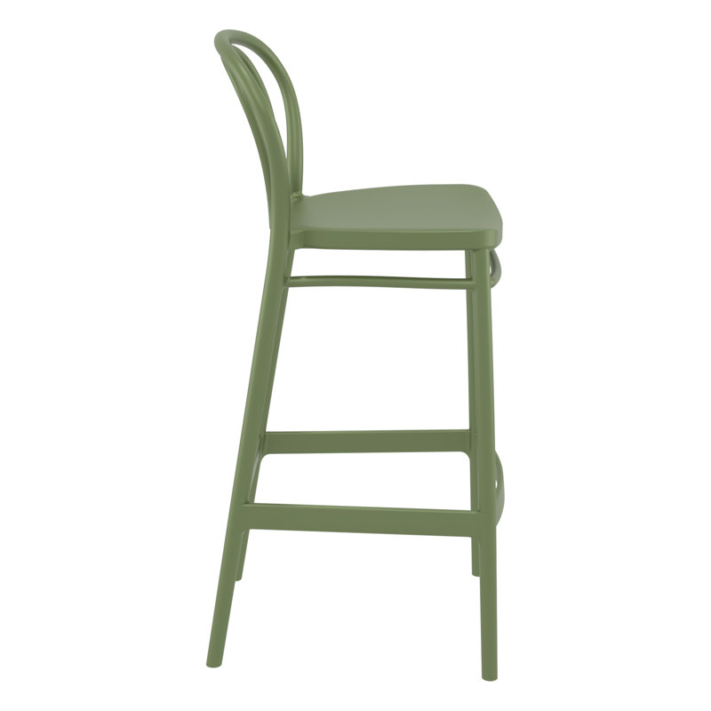 Tabouret de bar à dossier plein 41,7 po Farrah, Vert olive, Tabouret de bar (siège d'une hauteur de 29,5 po)