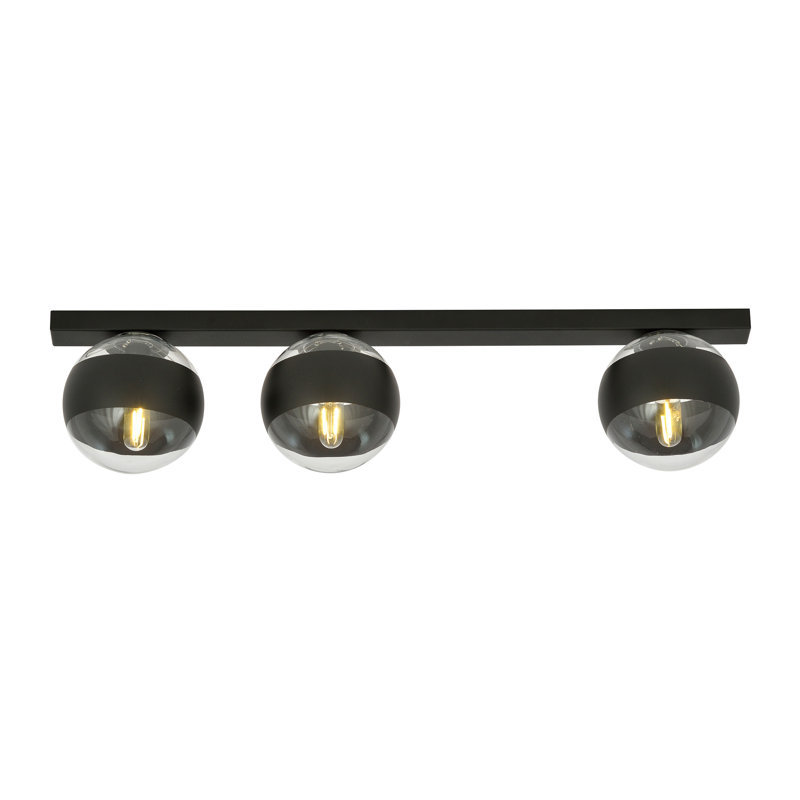 Sandersville Glass Flush Mount, 17cm H x 30cm W x 4cm D, Transparent/Black