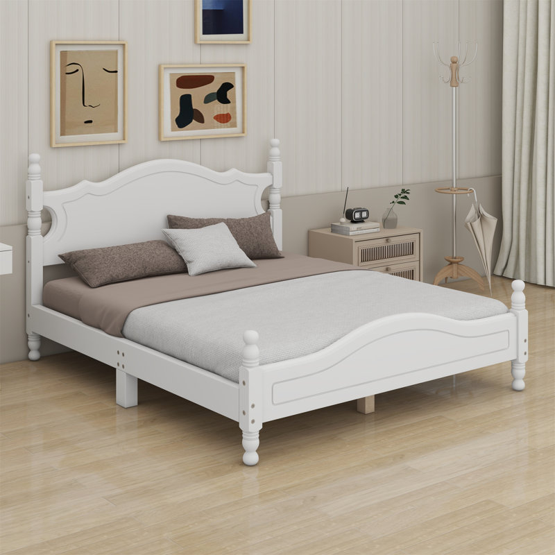 Base de lit plateforme en bois, Blanc