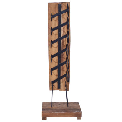 Ironwood Solid Wood Tabletop Wine Bottle Rack in Brown